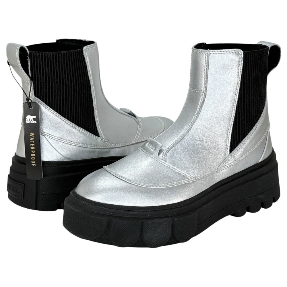 Sorel Caribou X Silver Leather Waterproof Womens Chelsea Boots Size 8M - Picture 11 of 14